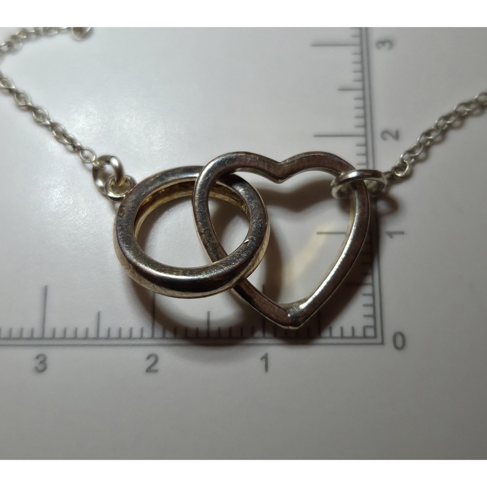 Vintage Sterling Silver Open Heart‎ Love Necklace Adjustable 19.5-21.5" - Picture 5 of 7